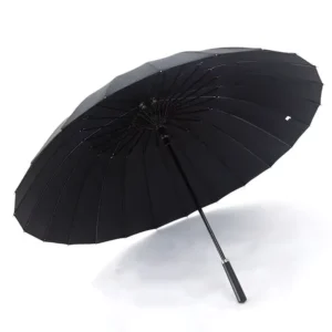 Custom 24K Waterproof Leather Handle Straight Umbrella Factory Stock Business Gifts Colorful Rain Sun Protection Custom LOGO