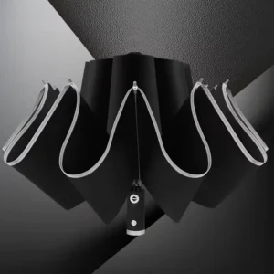 Custom 3 Fold Automatic Flashlight Umbrella With LED Light Handle With Reflective Stripe