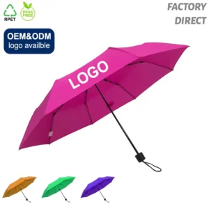 Custom 3-Fold Portable Folding Umbrella Modern Classic Windproof Sun and Rain Protection for Adults Manual