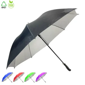 Custom 30-Inch 8-Rib Golf Straight Umbrella, Pongee Fabric, Silver Coating, Customizable, Manufacturer