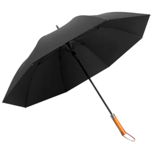 Custom 36 Inch Automatic Fiberglass Frame Wooden Handle Golf Umbrella With Logo Printing