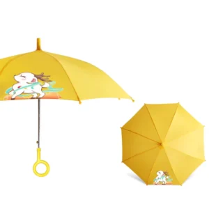 Custom 3D Animal Print Cartoon Kids Umbrella Manual Open Straight J Handle Design for Children