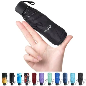 Custom 5 Fold Rainy Day Mini Uv Lightweight Pocket Small Black Compact Umbrella With Telescopic Shaft