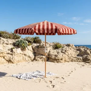 Custom 7.5FT Vintage Wooden Pole Canvas Windproof Waterproof Low-profile Canopy Garden Parasols Amalfi Beach Umbrella Outdoor