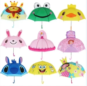 Custom Animal Print Cartoon Kids Umbrella Manual Open Straight 8K Ribs Pongee Material for Camping