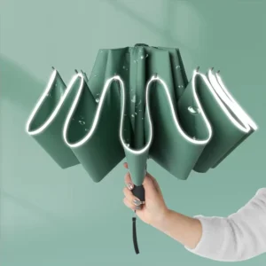 Custom Auto-Open and Close Reflective Strip Reverse Umbrella 3-Fold Pattern