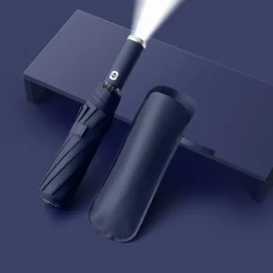 Custom Auto Reverse LED Flashlight Sunshade 3-Fold Umbrella