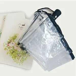 Custom Automatic 3-Fold Transparent Umbrella, Triple-Color, Frosted Handle, POE Material