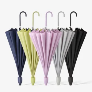 Custom Automatic Solid Color 16K Windproof Long Handle Business Umbrella