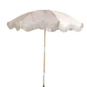 Custom Big Size Folding Sun Outdoor Beach Patio Umbrella with Fringe for Picnic and Pool