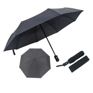 Custom Black 3-Folding Windproof Automatic Open-Close Travel Compact Rain Parasol
