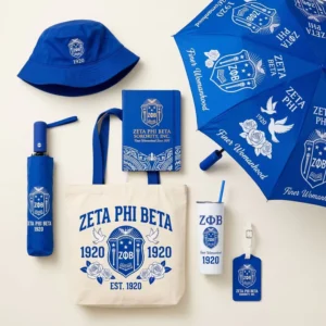 Custom Blue White Dove Greek Letters Sorority Tumbler Cap Umbrella Notebook Lanyard Gift Set