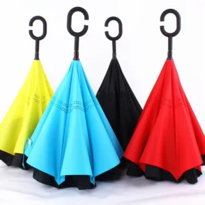 Custom C-Handle Windproof Double-Layer Easy-Carry Reverse Inverted Umbrella