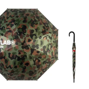Custom Camouflage Print Windproof Stick Umbrella with J Handle, UV Protection