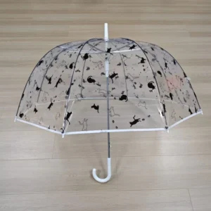 Custom Cartoon Bubble Dome POE Plastic Transparent 8K Straight Long-Handle Umbrella