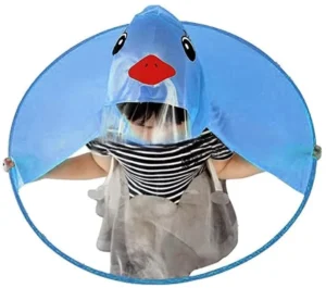 Custom Children Hands Free Umbrella PVC Cartoon Portable Baby Rain Poncho Hat Rain Coat UFO Kids Raincoat