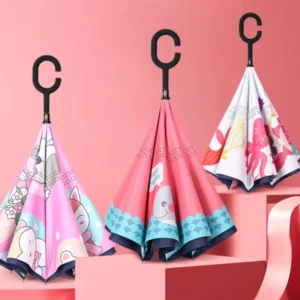 Custom Classic Design Reverse Umbrella for Adults Manual Control Pongee Material Straight Style for Children