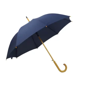Custom Classic Wood-Handle Fully Automatic Windproof Straight Pongee Umbrella