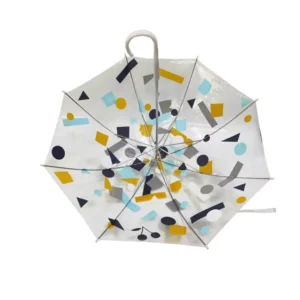 Custom Clear Bubble Straight Umbrella with Colorful Geometric Print
