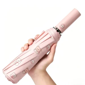 Custom Color 10K Fully Automatic Modern Travel Umbrella Waterproof UV Resistant with Custom Logo 190T Nylon Fabric