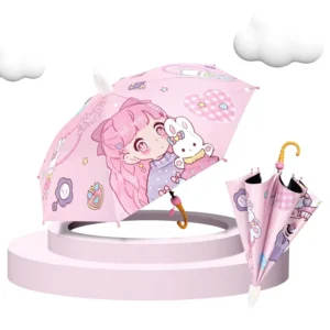 Custom Cute Children’s Umbrella Rainproof Cartoon Printing Semi-automatic Control Iron Tube 90cm Open Diameter Back to School