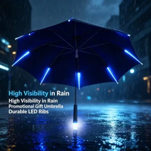 Custom Design LED Rib Light up Umbrella with LED on Ribs Night Safety Glow for Casual Wedding Promotion Gift Event