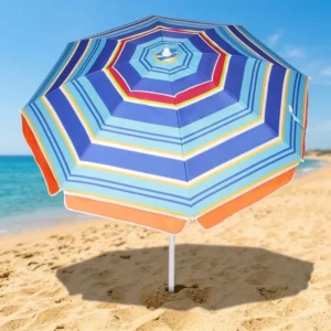 Custom Design Semi-Automatic Polyester Classic Foldable Sun Umbrella for Adults Outdoor Beach Use