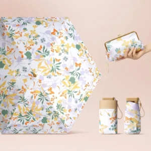 Custom Digital Printing 6 rib Alloy Vintage Manual Lady’s Folding Anti ultraviolet Sunshade Rain Mini Umbrella with bag