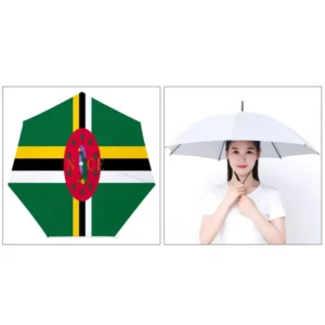 Custom Dominica Flag Graphic Silver-Coated Umbrella Hat for Beach, Travel, and Outdoor Activities