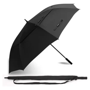Custom Double Canopy Vented Straight Pongee Golf Umbrella with Logo 60 Inch Large Size Auto Open