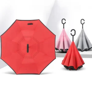 Custom Double-Layer C-Shape Hands-Free Inverted Reverse Umbrella with Logo Printing