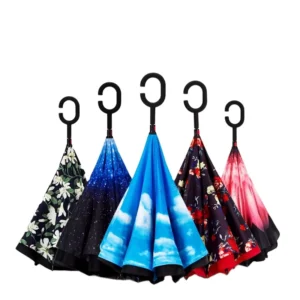 Custom Double Layer Waterproof Windproof Custom Pattern Reverse Inverse Umbrella With Logo