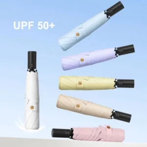 Custom Factory Automatic 3 Folding Mini Ultralight Fiberglass Sun Protection Umbrella Customized Logo