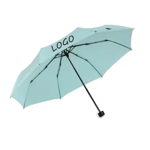 Custom Five-Fold Aluminum Shaft Manual Windproof Travel Umbrella, Sky Blue