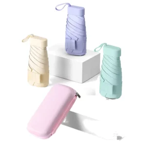 Custom Five Fold Promotional Office Use Umbrella Logo OEM Offset Printing Hand Fold UV Resistant Mini Capsule Simple