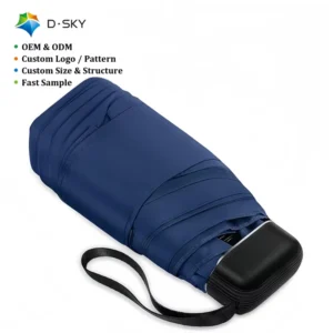 Custom Fold Travel Umbrella High Grade Waterproof Pongee Fabric Anti-UV Umbrella for Outdoor Daily Scenarios