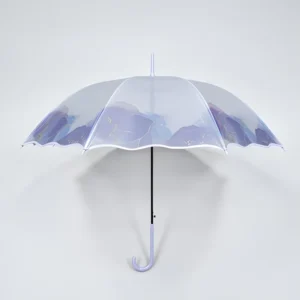 Custom Fresh Style Rainy Day Flower Shape Semi-transparent TPU 8 Ribs Straight Umbrella Long-Handled Multifunction Business