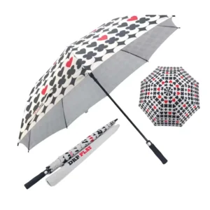 Custom Full Digital Print 30 Inch Golf Umbrella Windproof Full Fiberglass Frame and Ribs Fiberglass Shaft EVA Handle