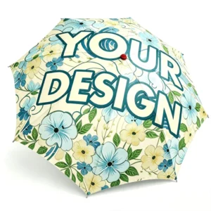 Custom Full-Panel Print Compact Waterproof UV Green 3-Fold Travel Umbrella with Logo