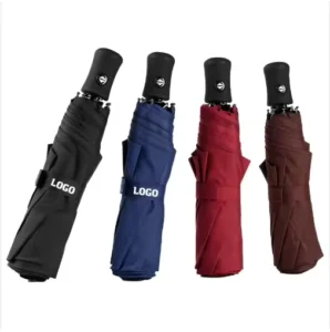 Custom Fully Automatic UV Sun Parasol 3-Fold Portable Multi-Use Umbrella with Logo Printing 95cm Open