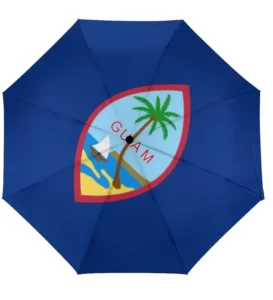 Custom GUAM Flag Waterproof Umbrella With Auto Open and Close Button UV Coating