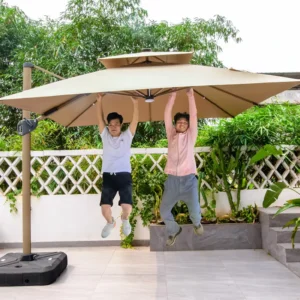 Custom Garden Cantilever Umbrella 2.5×2.5 3×3 Patio Parasol Commercial Printable Logo Outdoor Sunshade Solar Led Roman Umbrella