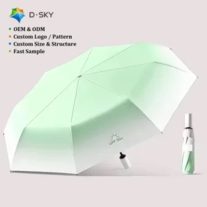 Custom Gradient Color Folding Umbrella High Elastic Skeleton UPF50+ Anti UV Umbrella for Company Team Customized Souvenirs