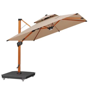 Custom Hydraulic 3m x 3m Outdoor Garden Courtyard Patio Umbrella with LED Lights and Base