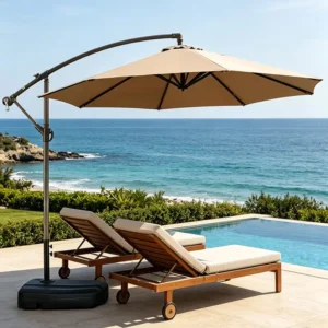 Custom Iron 8 Ribs Large Solar Parasol Modern Outdoor Garden Patio Beach Umbrella