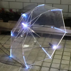 Custom LED Dome-Shaped Bubble Clear Transparent Umbrella Straight Design for Travel