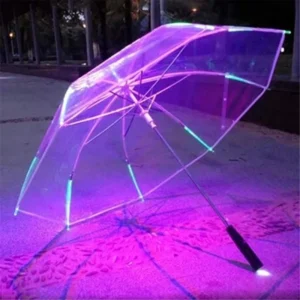 Custom LED Light Dome Shaped Bubble Clear Transparent Child Kid Straight Umbrella Manual Party All-in-One Function