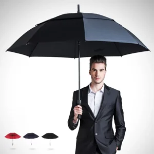 Custom Large Automatic Open Double-Layer Golf Umbrella Windproof Waterproof With Logo For Travel