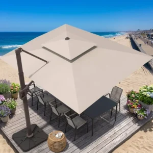 Custom Large Outdoor Garden Beach Umbrella, Waterproof Cantilever Parasol for Dining and Beach