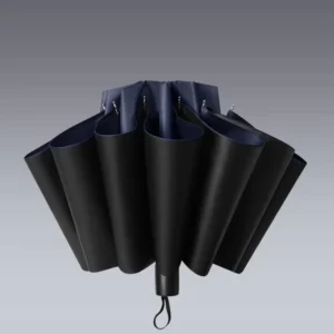 Custom Large-Size Reverse Umbrella Manual 3-Fold 12-Rib Black Coating Sunshade Sun-Rain Umbrella with Logo Printing